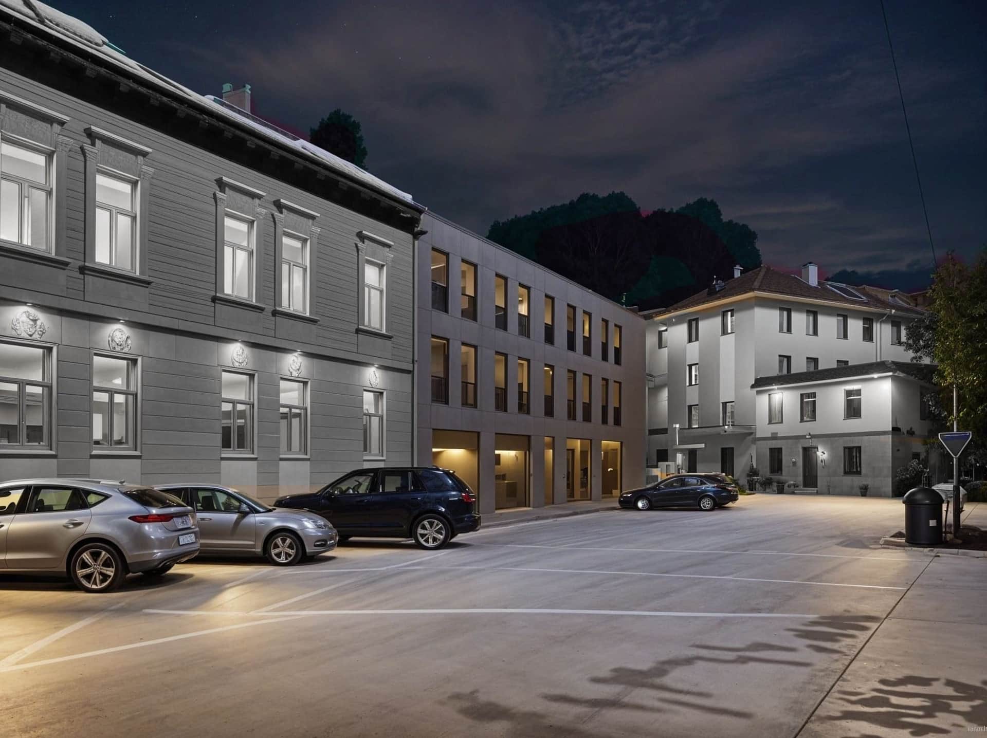 Večerná vizualizácia Prestige Residence z Timonovej ulice